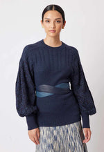 Load image into Gallery viewer, Harmony Leather Belt in Navy/Sky