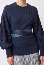 Load image into Gallery viewer, Harmony Leather Belt in Navy/Sky