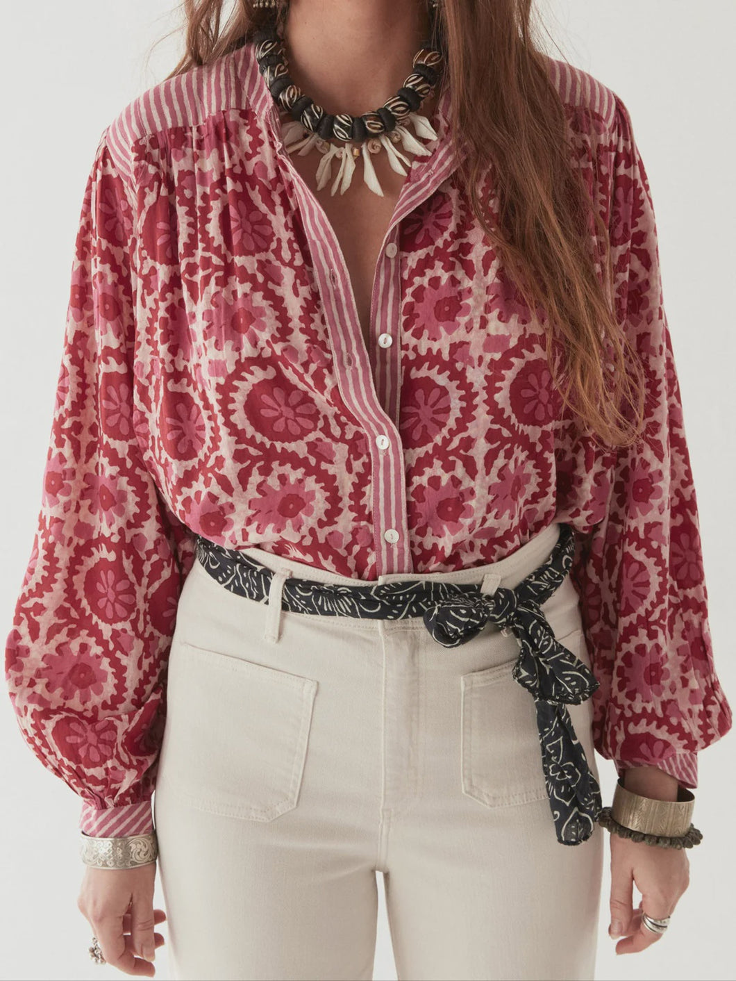 Leandra Blouse - Flamingo Grooves