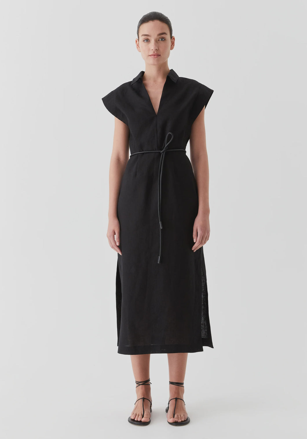 Belle Linen Dress Black