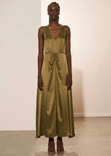 Load image into Gallery viewer, Adele Silk Gathered Dress - Kelp
