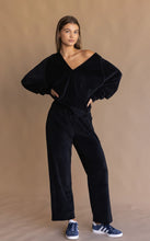 Load image into Gallery viewer, Velour Piping Sweatshirt Noir
