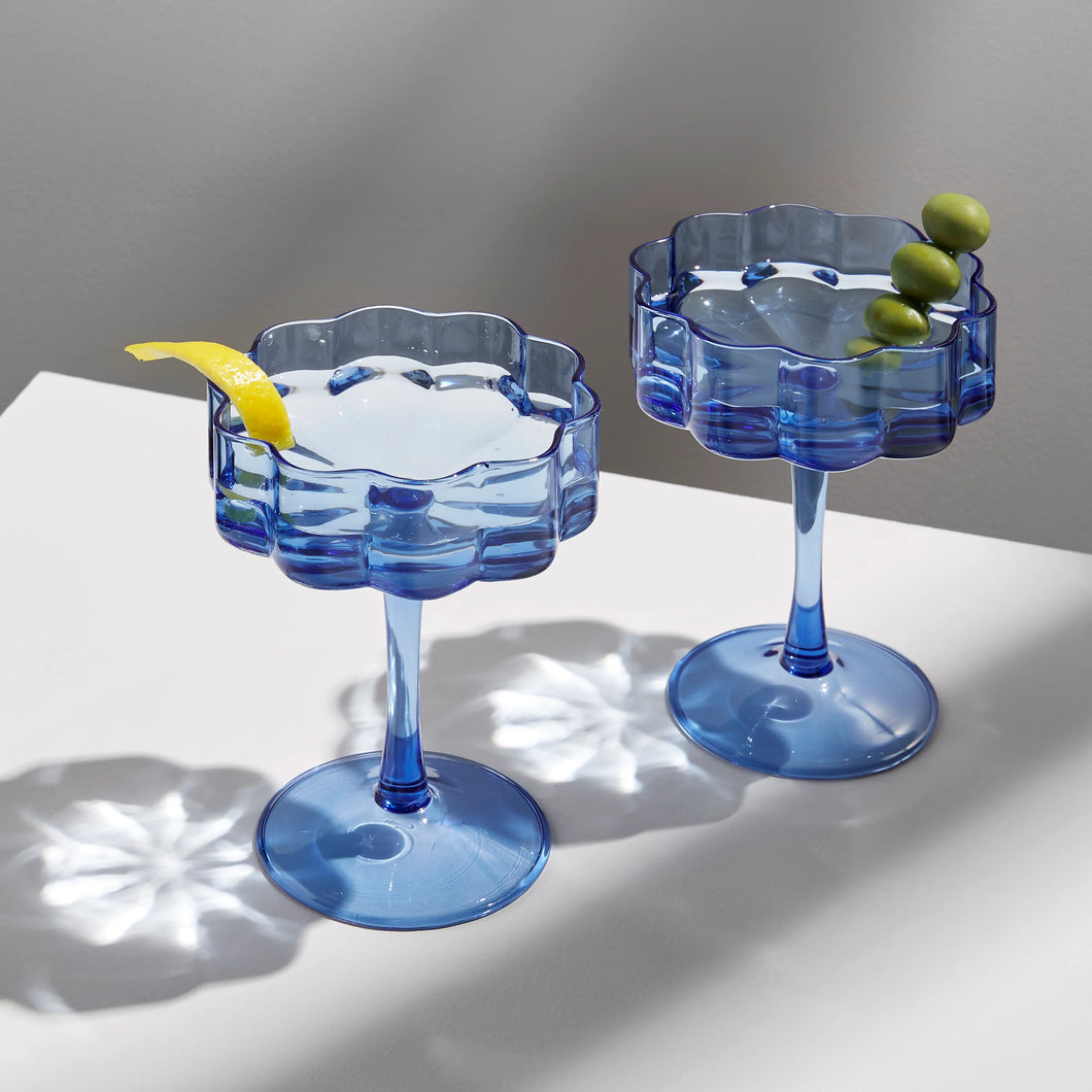 Wave Coupe - Glasses Blue Set of 2