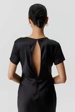 Load image into Gallery viewer, Satin Bias Cut Maxi Tee Dress - Black
