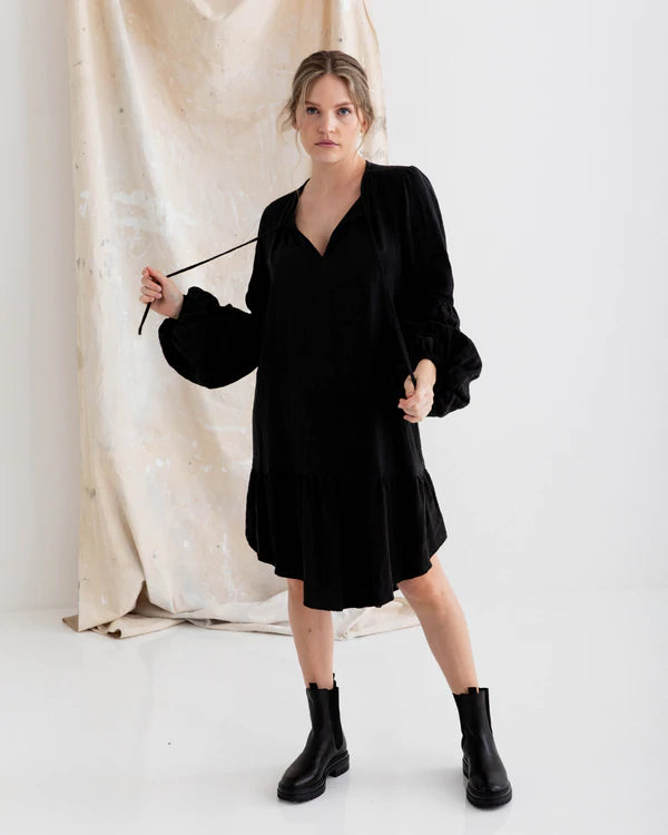 Sabine Linen Dress - Black