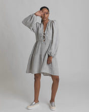 Load image into Gallery viewer, Anu Dress - Long Sleeve Linen Twill Silver
