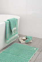 Load image into Gallery viewer, Turkish Cotton Bath Mat - Green Stripe
