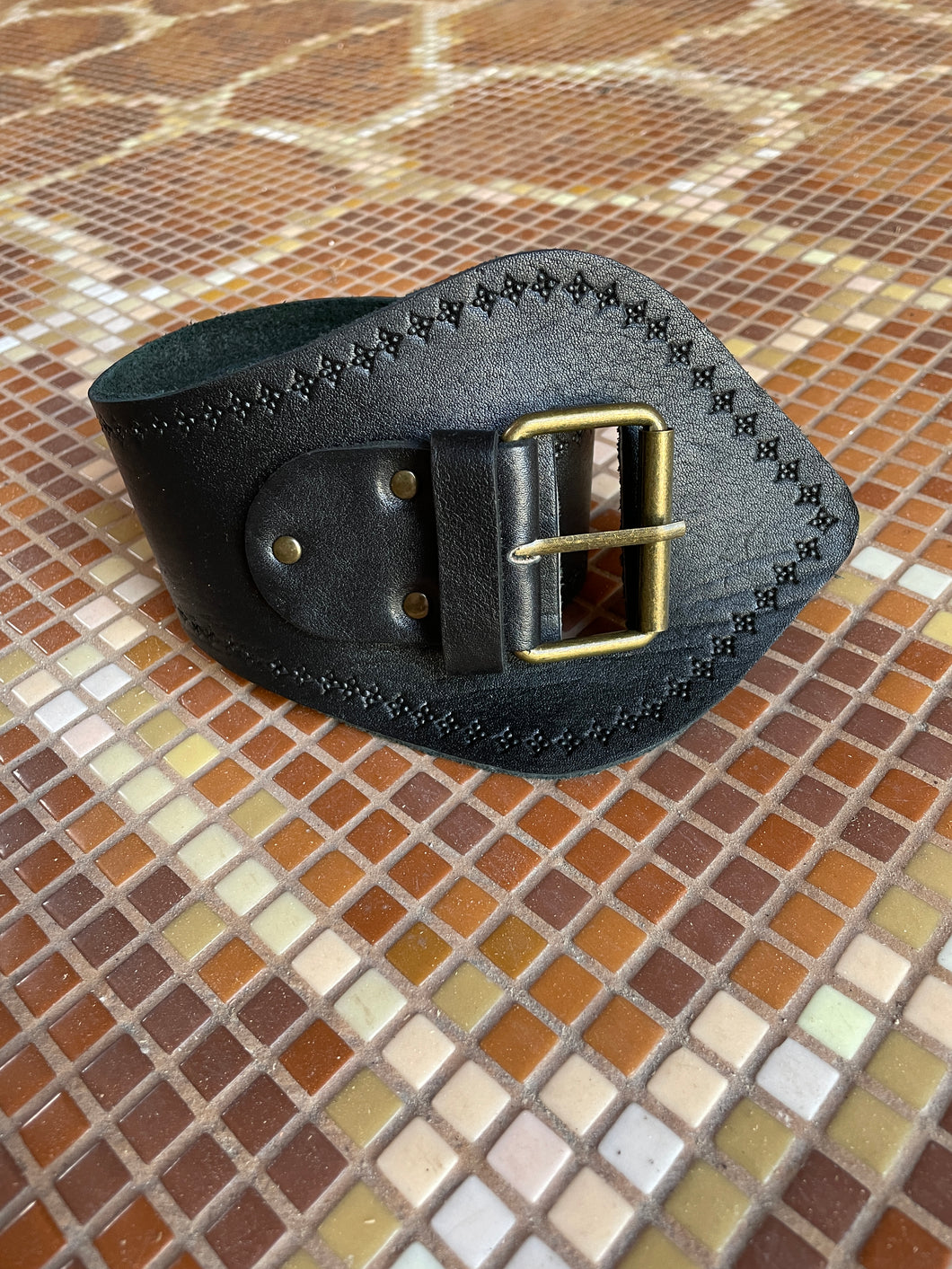 Babushka Leather Belt - Black