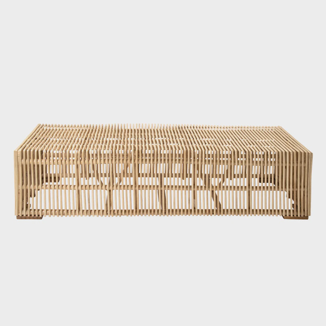 Zara | Coffee Table Rattan Natural, 40cm (H) x 180cm (W) x 60cm (D)